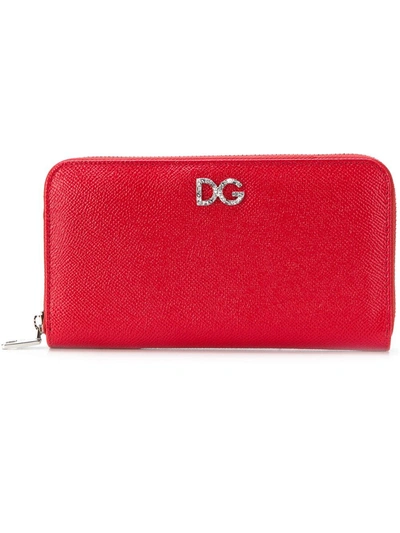 Dolce & Gabbana Zip Around Wallet In Red