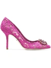 Dolce & Gabbana Belucci Embellished Lace Pumps In Fuchsia