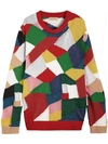 BURBERRY PATCHWORK CASHMERE WOOL BLEND SWEATER,800183212979087