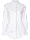 THOM BROWNE CENTER-BACK STRIPE FRAYED OXFORD SHIRT,FLL005T0363412706537