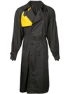 ZAMBESI ZAMBESI DOUBLE BREASTED COLOR BLOCKED TRENCH COAT - BLACK,M0866A12923009