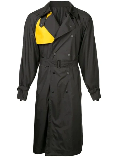Zambesi Double Breasted Colour Blocked Trench Coat - Black