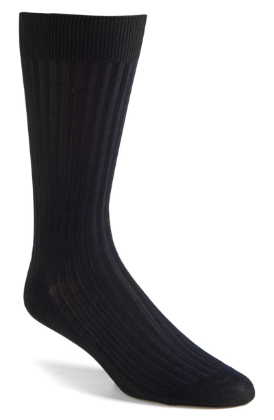 Pantherella Cotton Blend Mid Calf Dress Socks In Navy 08