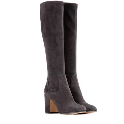 Gianvito Rossi Rolling Suede Knee Boots 85 In Piomlo