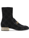 GUCCI HORSEBIT GG VELVET BOOTS WITH CRYSTALS,5252429JT2012964380