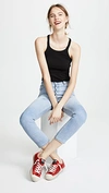 Re/done Black Hanes Edition Ribbed Tank Top In Black