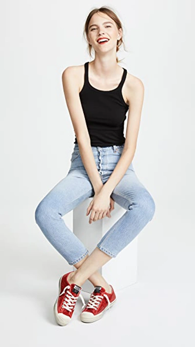 Re/done Black Hanes Edition Ribbed Tank Top