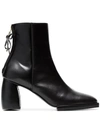 REIKE NEN BLACK 80 SQUARE TOE LEATHER ANKLE BOOTS,RI4SH03912970278