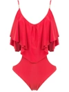 Brigitte Ruffled Swimsuit In Red