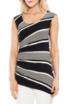 VINCE CAMUTO RUCHED STRIPE TANK TOP,9138641