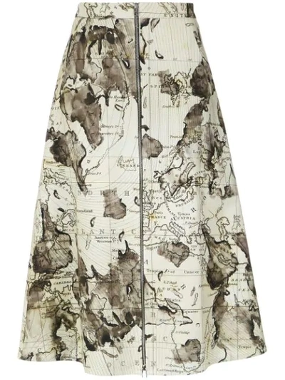 Andrea Marques Maps Print Skirt - Est Mapa Natural