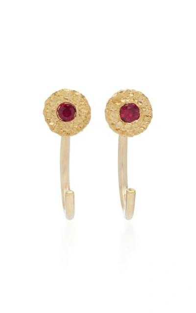 Octavia Elizabeth Ruby Nesting Gem 18k Gold Ruby Earrings In Red
