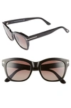 Tom Ford Lauren 02 Mirrored Square Sunglasses In Shiny Black/ Brown Polarized