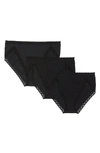 Natori Bliss 3-pack Cotton Full Briefs In Black