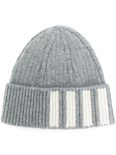 THOM BROWNE 4-BAR RIBBED BEANIE,MKH009A0001112559687