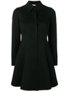 Valentino Long-sleeve Button-front Flare Wool-cashmere Coat In Black