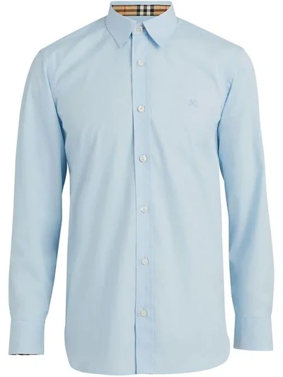 Burberry William Stretch-poplin Sport Shirt In Blue