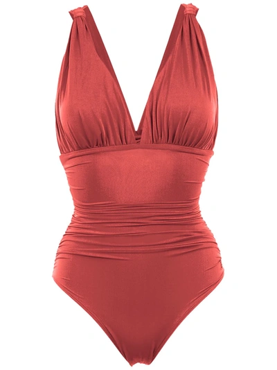 Brigitte Ruched Swimsuit In Red