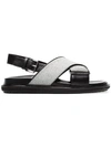 MARNI black and silver Fussbett cross-over lurex leather sandals,FBMS000501LV785ZL06112969744