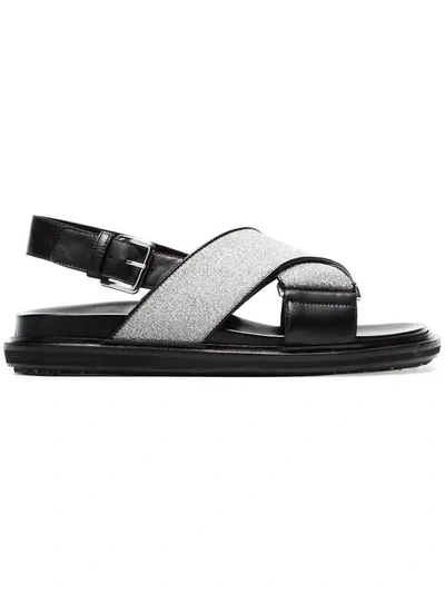 Marni Fussbett Sandals In Silver/black