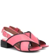 MARNI LEATHER CROSSOVER SANDALS,P00329211