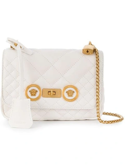 Versace Small Quilted Icon Shoulder Bag In White