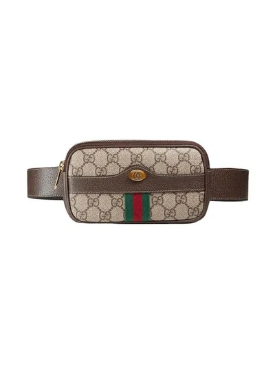 Gucci Brown Gg Supreme Ophidia Iphone Case Belt Bag