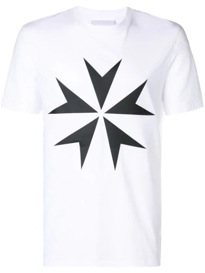 Neil Barrett Star Printed Cotton Jersey T-shirt In White/black