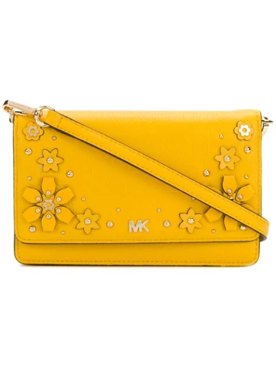 Michael Michael Kors Floral Embellished Crossbody In Yellow