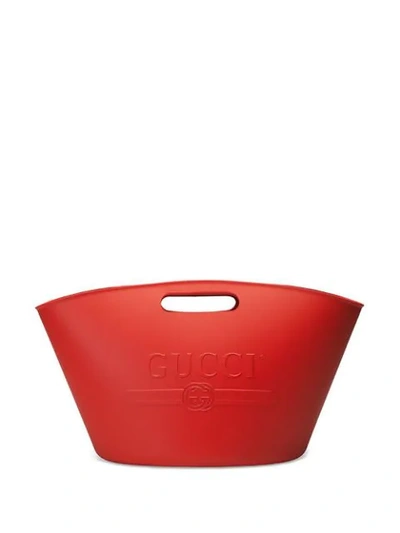 Gucci Oversized Logo-embossed Rubber Bag In Red