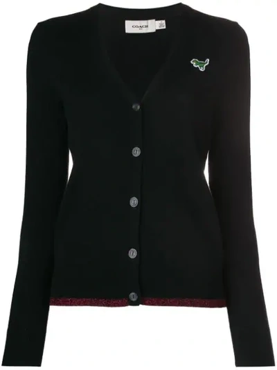 Coach Rexy Embroidered Cardigan In Black
