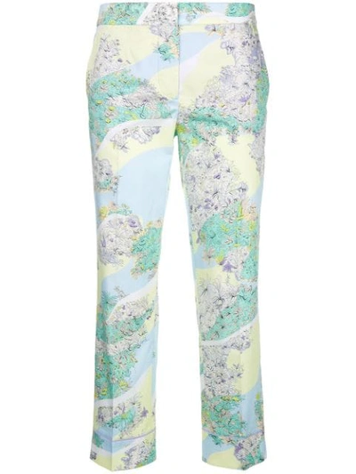 Emilio Pucci Floral Cropped Trousers In Multicolour