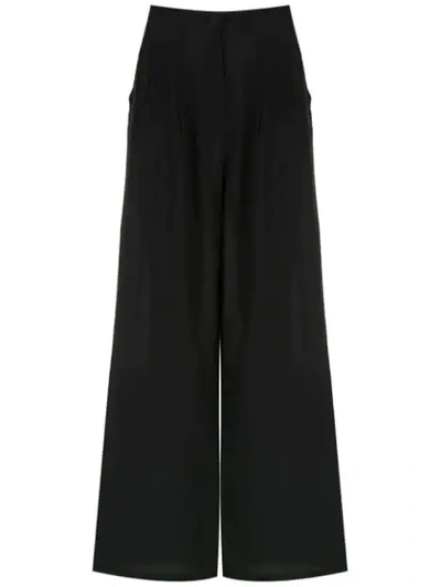 Adriana Degreas Silk Palazzo Trousers In Black