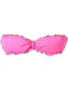 Amir Slama Ruffled Trim Bandeau Bikini Top In Pink