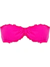 Amir Slama Ruffled Trim Bandeau Bikini Top In Pink