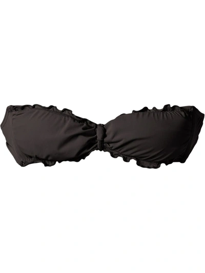 Amir Slama Ruffled Trim Bandeau Bikini Top In Black