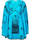 VITA KIN peacock linen mini dress,DS-0070/PCK-1