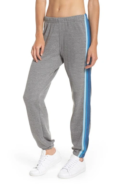 Aviator Nation Stripe Sweatpants In Heather Grey/ Blue Stripes