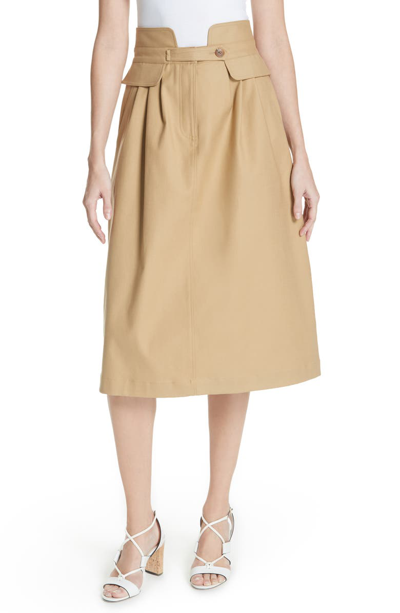 Sea Kamille Stretch-cotton Twill Midi Skirt In Camel