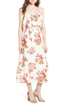 Wayf Floral Print Halter Midi Dress In Ivory Floral