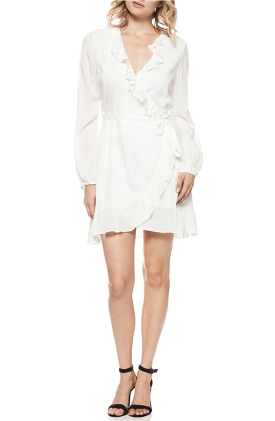Paige Shawna Long-sleeve Ruffle Wrap Dress In White