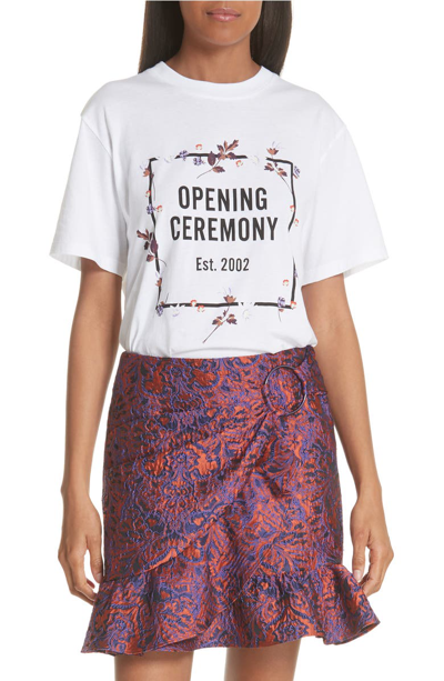 Opening Ceremony Floral Logo Graphic Crewneck Tee In White