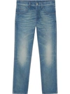 GUCCI DENIM TAPERED PANT WITH TIGER,408637XR42412964843