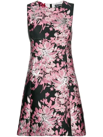 Dolce & Gabbana Sleeveless Floral-jacquard A-line Cocktail Dress In Multicolor