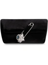 BURBERRY BURBERRY THE SMALL PIN CLUTCH IN VELVET - BLACK,407663812963210