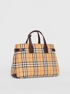 BURBERRY The Medium Banner in Vintage Check and Leather,40769521
