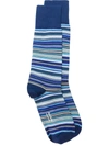 Paul Smith Multicolored Fine Striped Socks In Navy