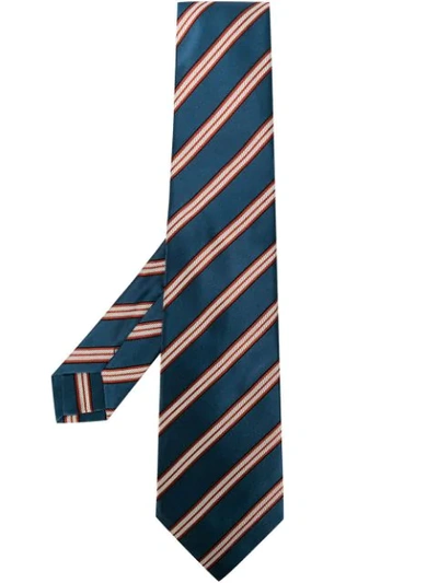 Kiton Diagonal Stripes Tie In Blue
