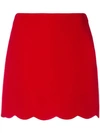 Miu Miu A-line Cady Mini Skirt W/ Scalloped Hem In Red
