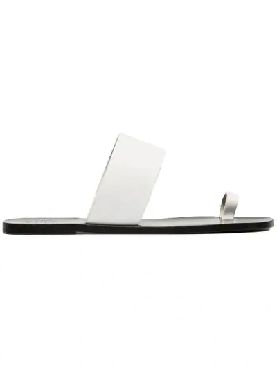 Atp Atelier White Astrid Leather Flat Sandals In White